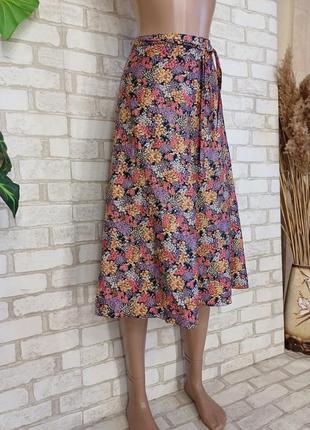 Стильная легкая юбка миди со 100 % хлопка в мелкие красочные цветы, размер хс-с3 фото