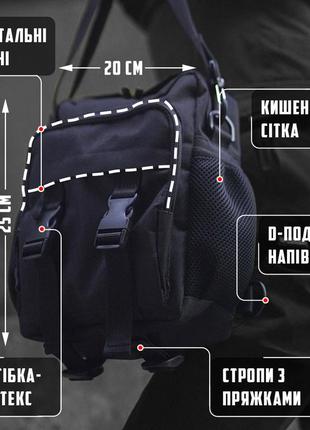 Мужская сумка черная через плечо cod black из ткани мк2 фото