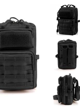 Тактичний маленький утилітарний підсумок чохол backpack чорний для дрібниць телефону сумка з molle1 фото