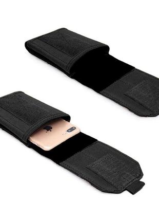 Тактичний підсумок чохол вертикальний phone pouch чорний органайзер для телефону сумка з molle6 фото