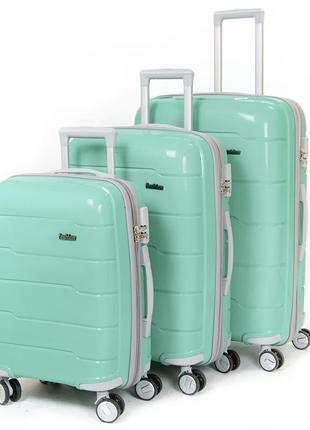 Комплект 3х чемоданов 31 abs-пластик fashion pp-1  810 салатовый