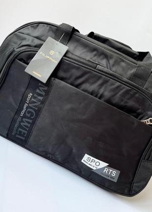 Дорожня спортивна сумка молодіжна чорна тканина, сумка для спортзалу чоловіча жіноча2 фото