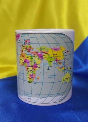 Чашка з принтом карта світу 600 мл (2427-148)