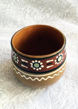 Ваза чаша горшок солонка керамика майолика винтаж ручная роспись в этно стиле