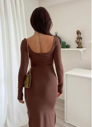 Стильна довга жіноча сукня з розрізом 🍂2 фото