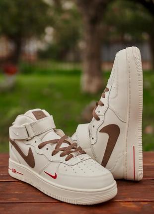 Кроссовки зимние мех меха nike air force 1 mid mocco fur