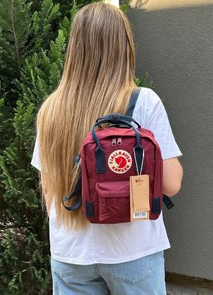 Рюкзак fjallraven kanken mini rainbow, портфель канкен мины, мини, бордовый, с темно синими ручками, синими, 7 л4 фото