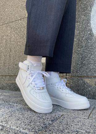 Кроссовки зимние мех nike air force 1 mid white fur2 фото