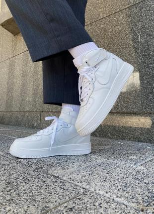 Кроссовки зимние мех nike air force 1 mid white fur