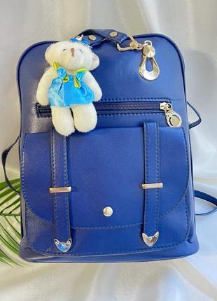 Синий рюкзак отличного качества с мишкой1 фото
