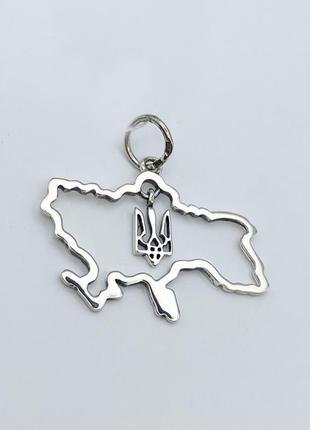 Кулон срібний "мапа україни. тризубець" 2,89 г