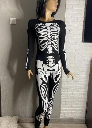 Комбінезон скелет карнавальний костюм на хелоуін heloween boohoo, xs-s