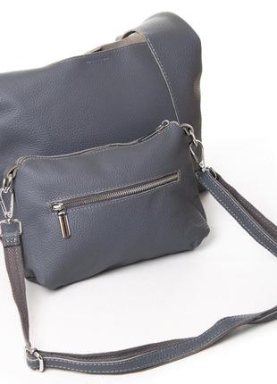 Женская сумка-хобо с клатчем из натуральной мягкой кожи alex rai 1558 синяя3 фото