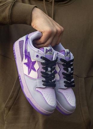 Женские кроссовки bape sk8 sta purple 36-37-38-39-40-413 фото