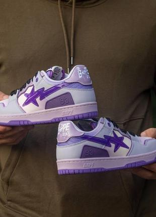 Женские кроссовки bape sk8 sta purple 36-37-38-39-40-414 фото