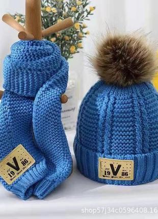 Зимние комплекты шарф и шапка для девочек