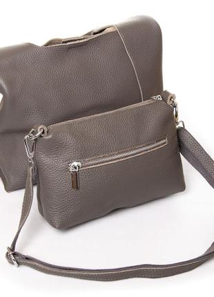 Жіноча сумка-хобо з клатчем із натуральної м'якої шкіри alex rai 1558 сіра3 фото