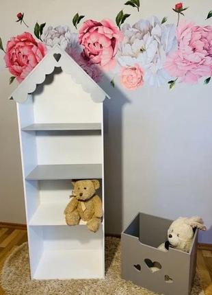 Детский шкаф, домик-стеллаж, кукольный домик, дом для кукол стеллаж серый3 фото