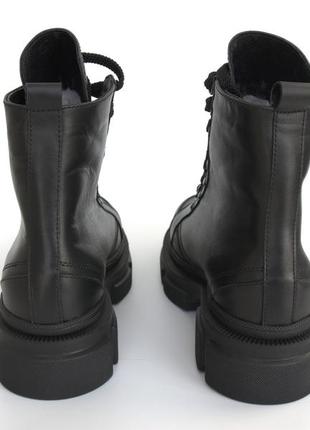 Брутальные кожаные ботинки на платформе зимняя женская обувь демисезонная cosmo shoes mira black5 фото