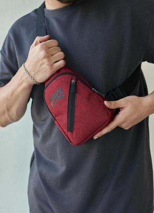 Сумка слинг мужская nike красная | сумка небольшая повседневная барсетка через плечо найк