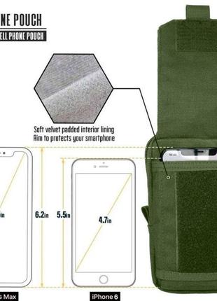 Тактический маленький утилитарный подсумок чехол modul органайзер зеленая олива для телефона сумка с molle4 фото