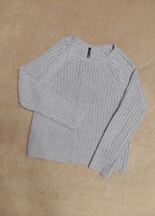 Сірий в'язаний светр chicoree реглан у стилі zara