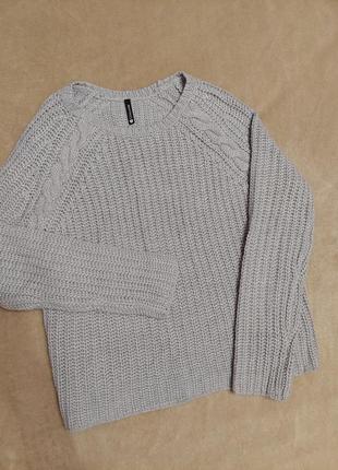 Серый вязаный свитер chicoree реглан в стиле zara3 фото
