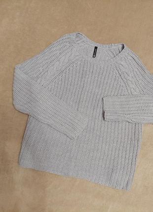 Серый вязаный свитер chicoree реглан в стиле zara2 фото