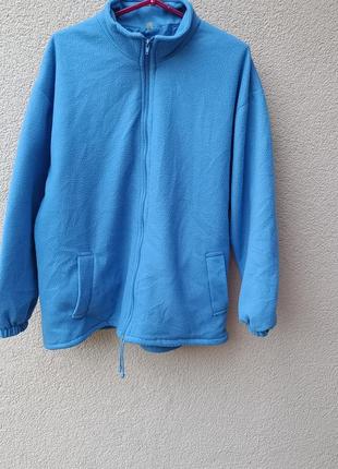 Теплая флисовая куртка на молнии флиска голубая 50-54 г.3 фото