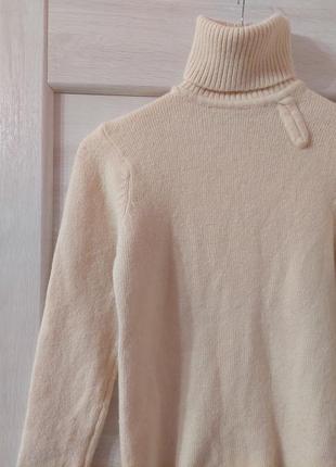 Очень теплый базовый кашемировый персиковый свитер с горловиной гольф
