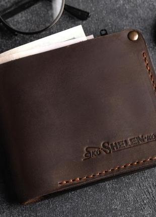 Мужской кожаный кошелек с монетницей на молнии hudson brwn коричневый с отделением для карт3 фото
