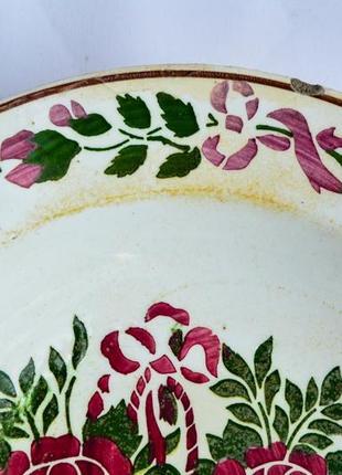 Антикварная тарелка,миска,цветы! буковина,1920-40!2 фото