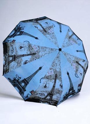 Міцна складана жіноча парасолька bellissimo, напівавтомат із системою антивітер, принт ейфелева вежа