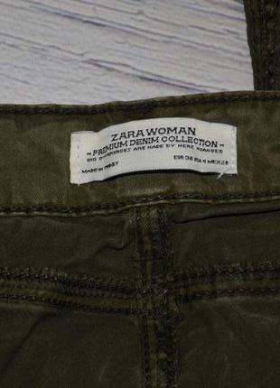 36/4/xs-s фирменные мего крутые штаны брюки узкачи с замками оливка зара zara10 фото