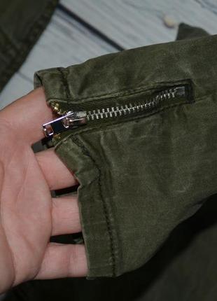 36/4/xs-s фирменные мего крутые штаны брюки узкачи с замками оливка зара zara8 фото