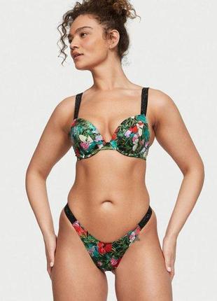 Женский купальник victoria's secret shine strap sexy tropical floral со стразами 70b/s цветочный принт