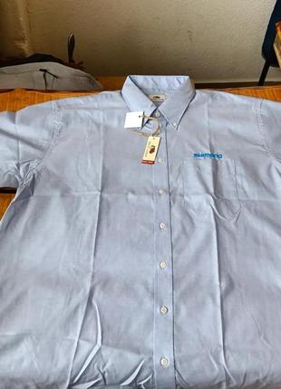 Мужская рубашка fruit of the loom рубашка с коротким рукавом  размер xxl голубая