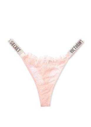Трусики victoria's secret bombshell shine strap lace thong panty со стразами s розовый