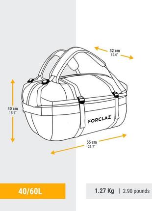 Спортивная дорожная сумка/рюкзак для трекинга forclaz 40-60л 55 x 40 x 32см синий2 фото