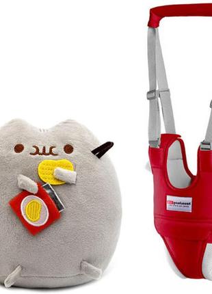 Набор игрушка кот с чипсами пушин кэт 18х15см и детские вожжи-ходунки с дополнительными подкладками (n-1141)