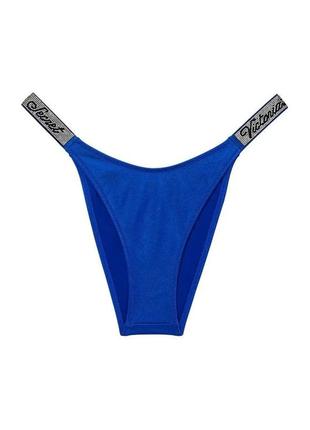 Купальник victoria's secret bikini shine strap sexy tee push-up blue oar logo set со стразами 75d/m синий4 фото