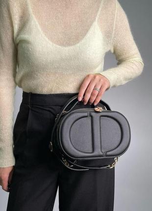 Черная женская сумка christian dior sugnature oval camera textile9 фото