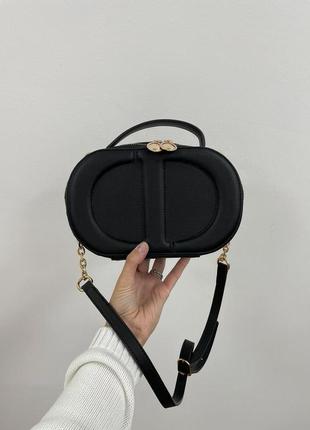Черная женская сумка christian dior sugnature oval camera textile4 фото