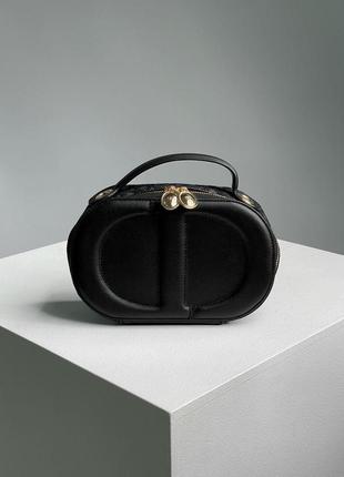 Черная женская сумка christian dior sugnature oval camera textile5 фото