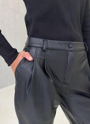 Женские брюки экокожа черные 3461-014 фото