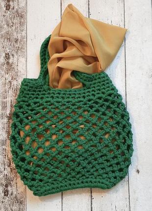 Эко-сумка, авоська ручной работы, цвет бильярд2 фото