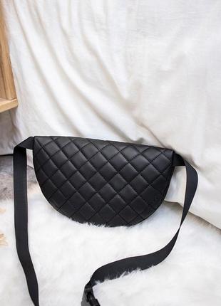 Маленькая женская сумка бельтбег с плечевым ремешком или на пояс чёрная5 фото
