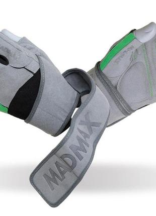 Перчатки для фитнеса и тяжелой атлетики madmax mfg-860 wild grey/green m