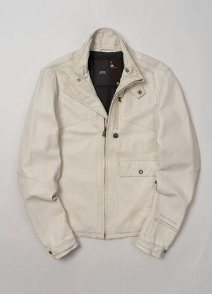 G-star raw rector l white vintage leather jacket чоловіча шкіряна куртка