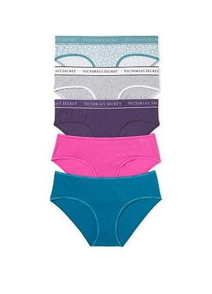 Набор трусиков victoria's secret 5-pack logo cotton hiphugger panties s комбинированный